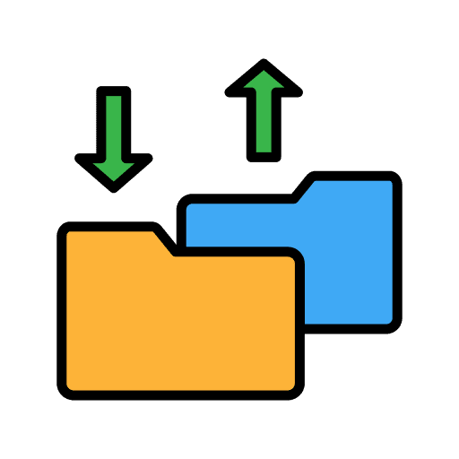 Transfers data information files and folders icon