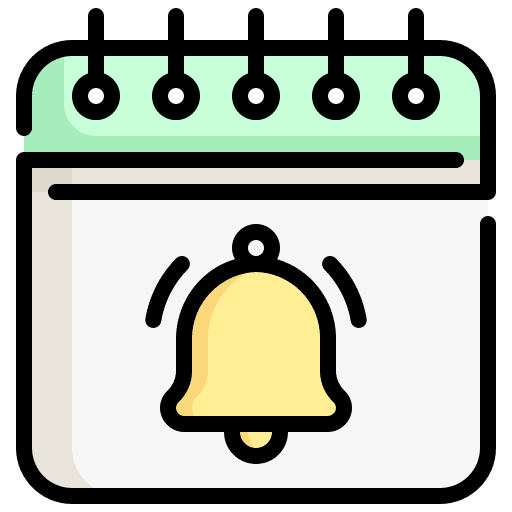 Notification time and date alert bell icon Notification time and date alert bell icon