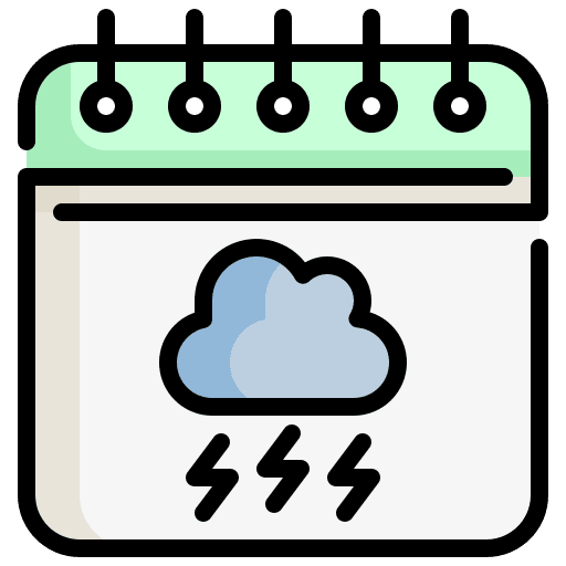 Rain time and date weather calendar icon