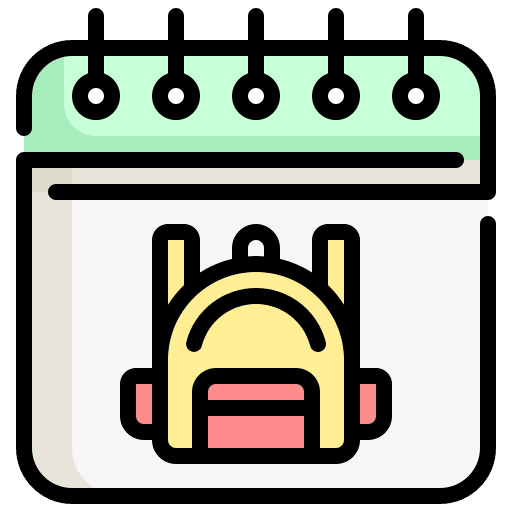 Calendar bag class back to school icon Calendar bag class back to school icon