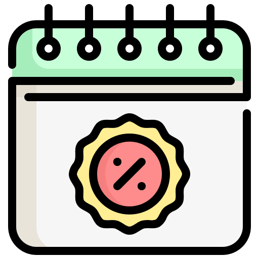 Calendar time and date commerce sale icon Calendar time and date commerce sale icon