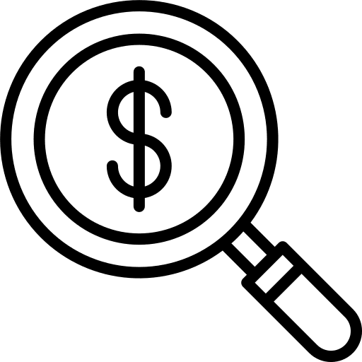 Search zoom transparency dollar icon