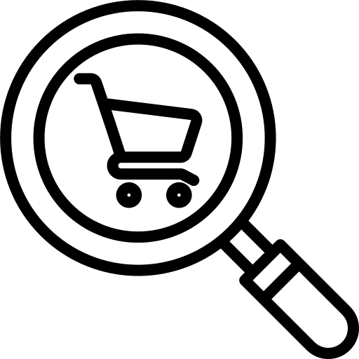 Online shopping shopping cart magnifier browser icon