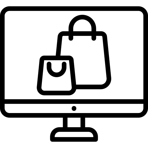 Online shopping computer commerce and shopping shopping bag icon
