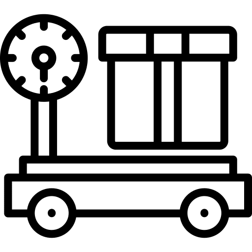 Scale excessive luggage shipping and delivery icon