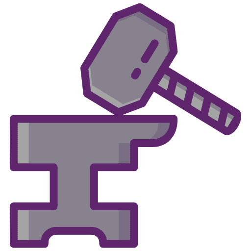 Blacksmith metals anvil construction and tools icon