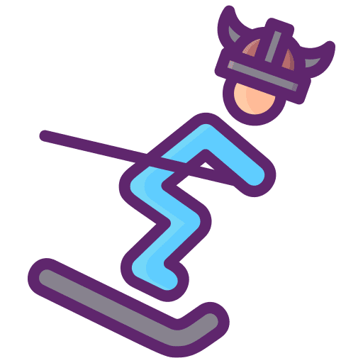 Skiing fairy tale man forest icon