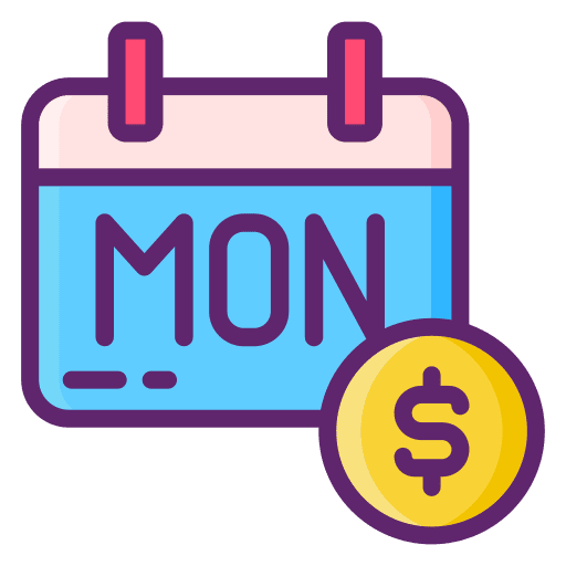 Cost time and date rate money icon