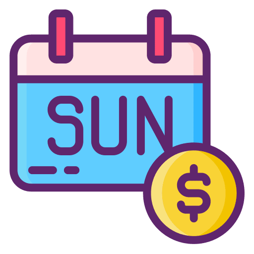 Cost rate cost time and date icon