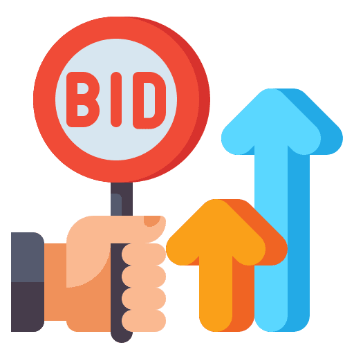 Auctions dynamic business and finance auction icon