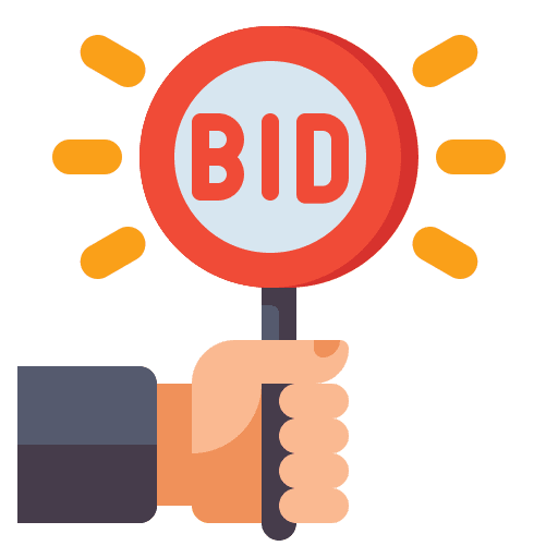 Paddle business and finance bid paddle icon