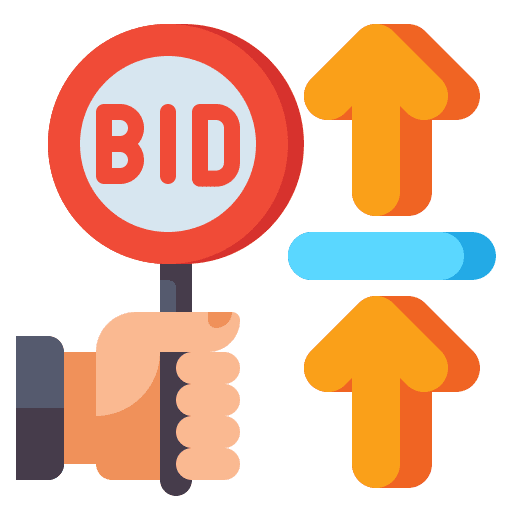 Bid auction business and finance auctions icon
