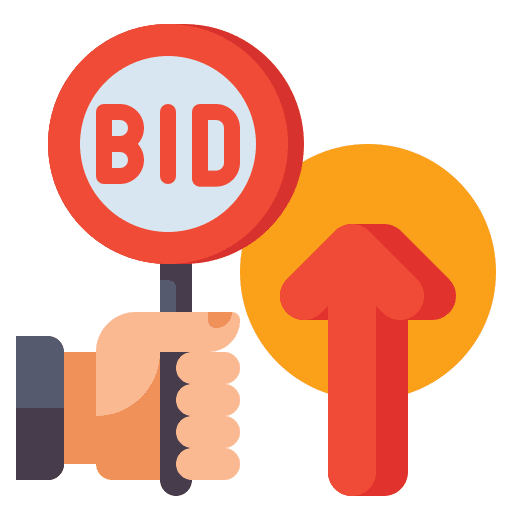 Auction bid trade business and finance icon