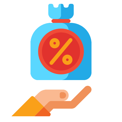Percentage commission business and finance seller icon