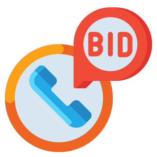 Bid telephone trade business and finance icon