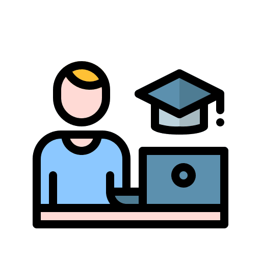 Online learning laptop computer mortarboard icon Online learning laptop computer mortarboard icon
