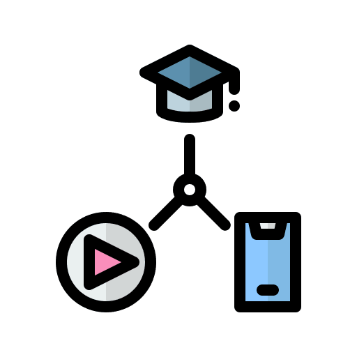 Online learning smartphone mortarboard digital learning icon Online learning smartphone mortarboard digital learning icon