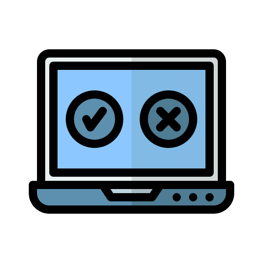 Online test quiz laptop digital learning icon Online test quiz laptop digital learning icon