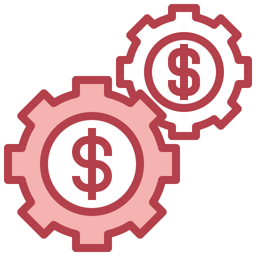 Money management dollar gear settings icon Money management dollar gear settings icon
