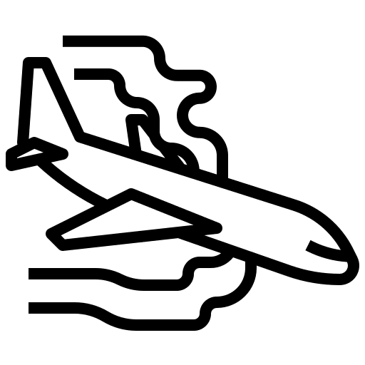 Airplane accident ocean transportation accident icon