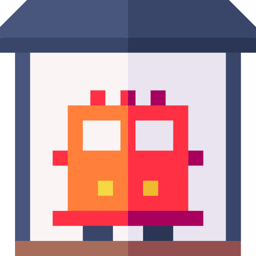 Fire station building architecture and city security icon