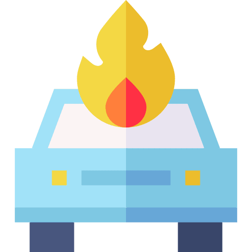 Burning car transportation accident burning car icon