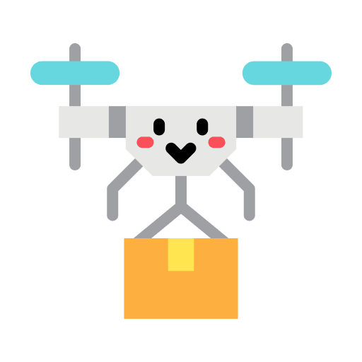Drone delivery face robot icon Drone delivery face robot icon