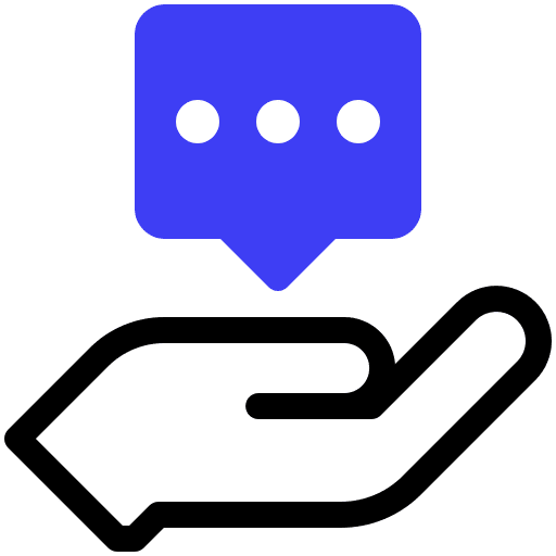 Advice hand talk speech bubble icon