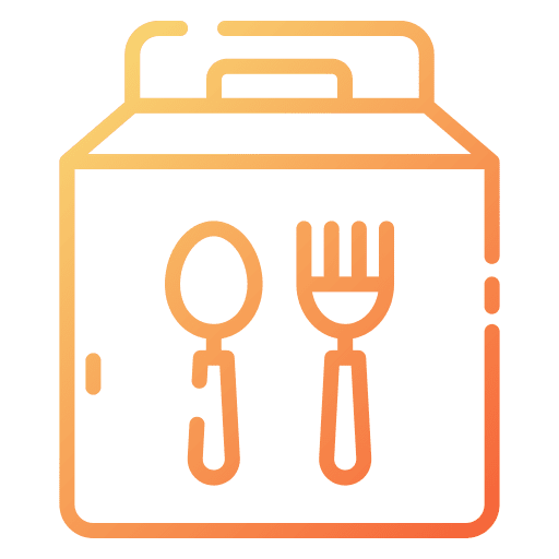 Take away bag food and restaurant shipping and delivery icon
