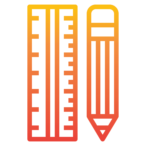 Pencil and ruler office material ruler pencil icon