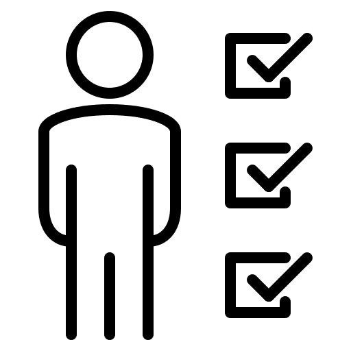 Business people evaluate skills worker icon