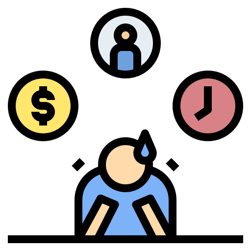 Depressed unhappy stress employee icon