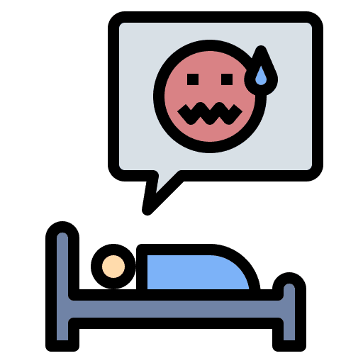 Sleepless nightmare insomnia scared icon