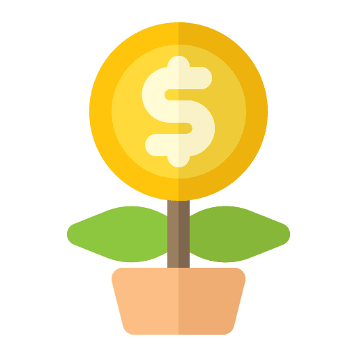 Growth chart money investment business icon