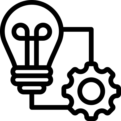 Implementation lightbulb management process icon Implementation lightbulb management process icon