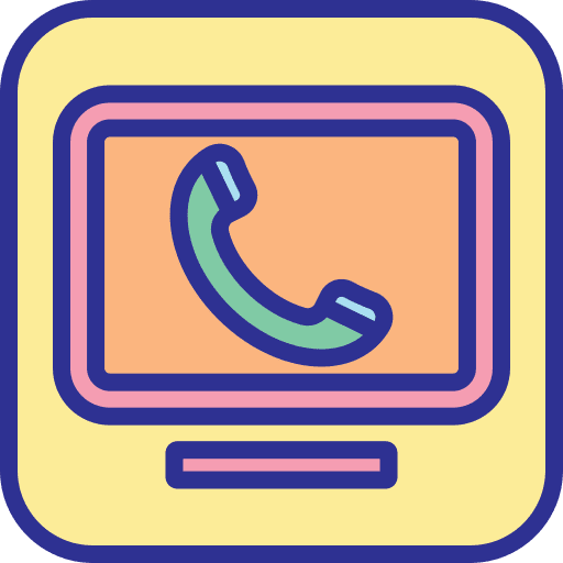 Monitor call phone call television icon