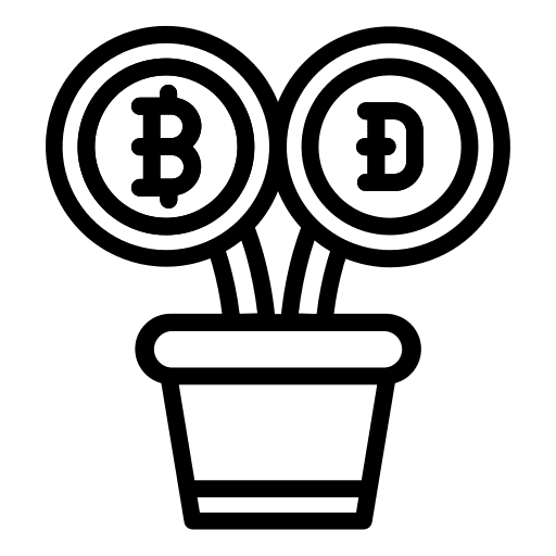 Investment bitcoin growth digital currency icon