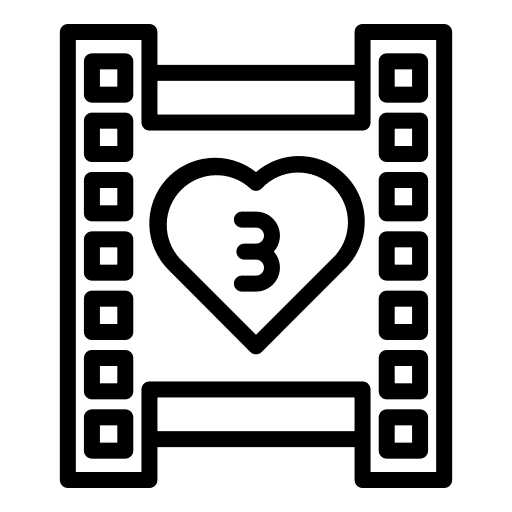 Film entertainment love and romance heart icon
