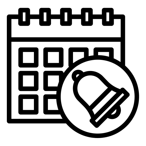 Reminder alarm time management time and date icon