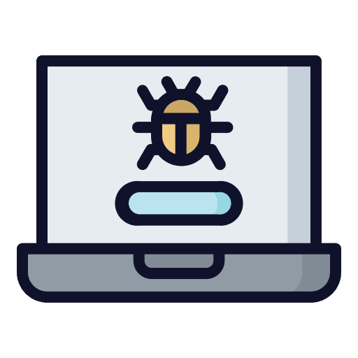 Bug laptop malware computer icon Bug laptop malware computer icon