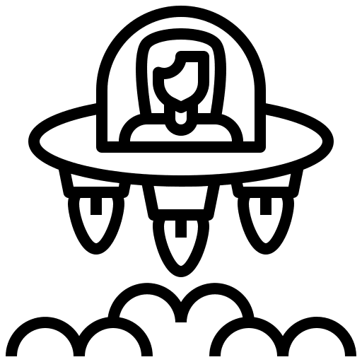 Space capsule woman transport space capsule icon
