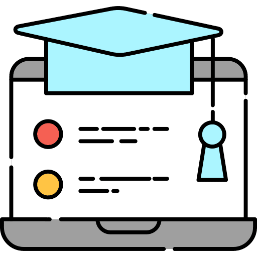 Online education graduation hat online course laptop icon