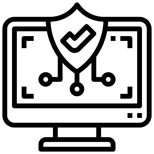 Antivirus safe shield check icon