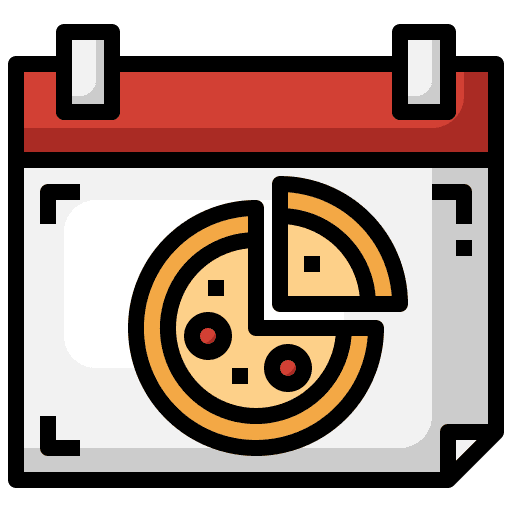Pizza pizza eat time and date icon