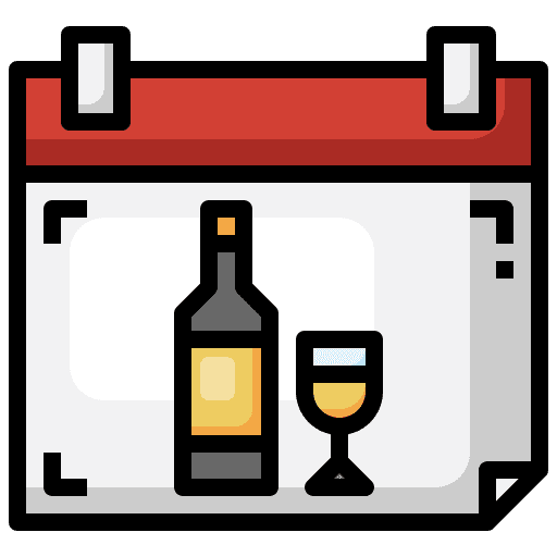 Wine time and date calendar schedule icon