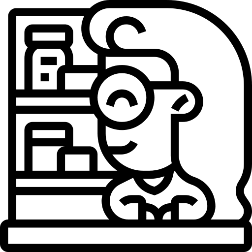 Dispensary pharmacy healthcare woman icon
