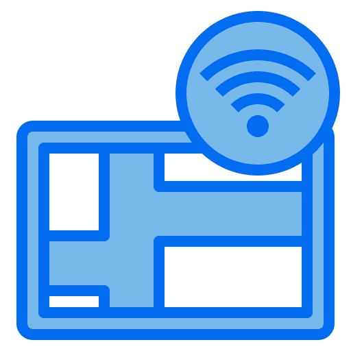Gps wireless maps and location internet of things icon