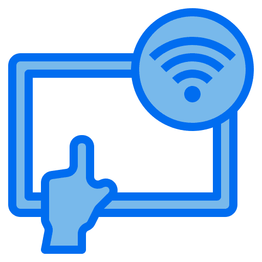 Tablet connection connectivity hand icon