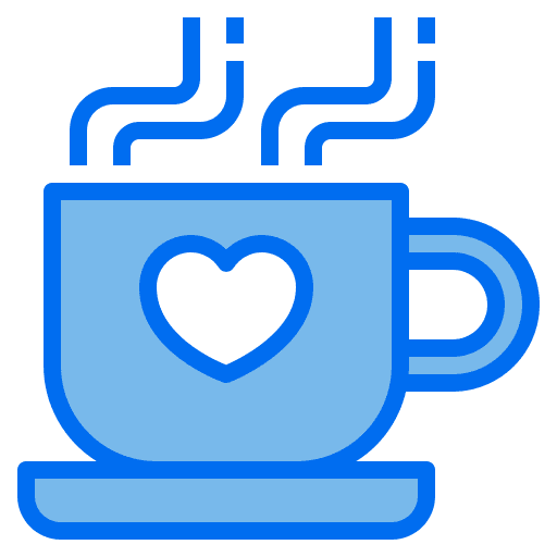 Hot coffee food and restaurant coffee heart icon
