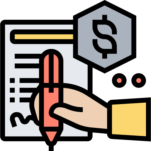 Contract paperwork claim business and finance icon